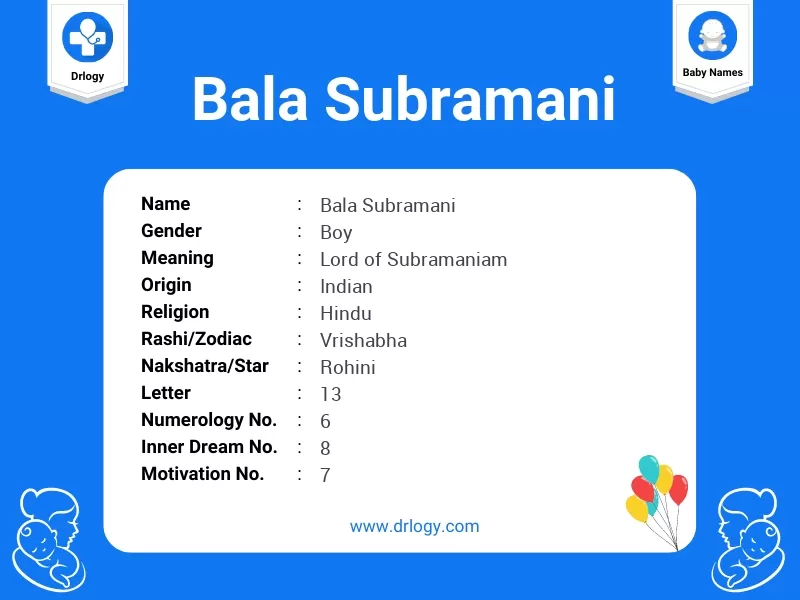 Bala Subramani Name Meaning